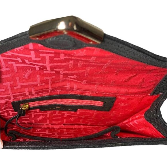 ELAINE TURNER Embossed Suede Alligator Pattern Envelope Clutch Bag - Picture 6 of 6